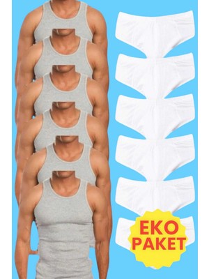 Tezzgelsin Erkek Pamuklu 6 Atlet 6 Slip Külot Set