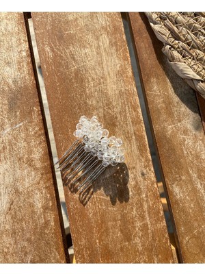 Pearly Handmade Beyaz Kristal Mini 4 cm Tarak Toka