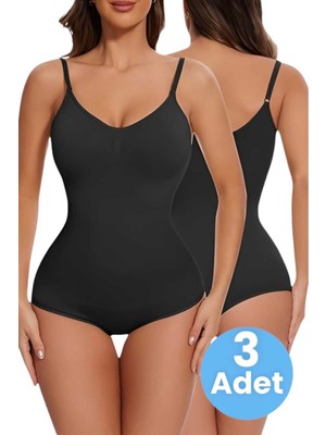 Uniquetrenders Kadın Dikişsiz Toparlayıcı ve Inceltici Çıtçıtlı Ip Askılı Slip Body Korse 3'lü Set