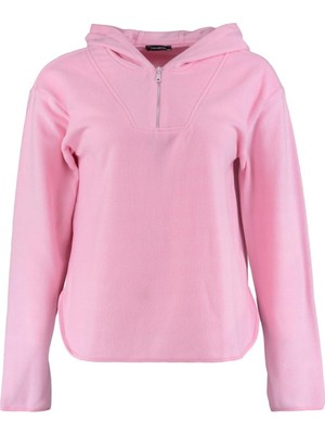 FRM Kadın Büyük Beden Moda Şık Oversize Kapüşonlu Düşük Kol Regular Kalın Polar Örme Sweatshirt