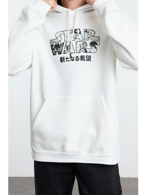 Kadın Moda Şık Bol Kapüşonlu Standart Kol Standart Normal Kesim Star Wars Lisanslı Sweatshirt