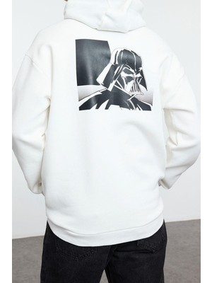 Kadın Moda Şık Bol Kapüşonlu Standart Kol Standart Normal Kesim Star Wars Lisanslı Sweatshirt