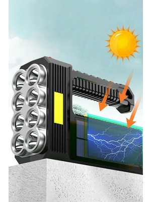 Mobee Güneş Enerjili 8 Gözlü Kamp Lambası Solar ve Uzun Menzilli Kamp Feneri Yüksek Performanslı