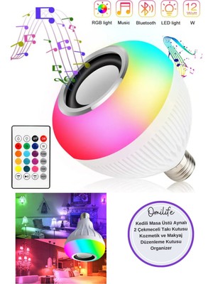 Omilife Bluetooth Hoparlörlü Uzaktan Kumandalı Rgb Akıllı LED Ampul-16 Renk Lamba