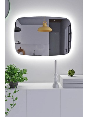 Concept Cam LED Işıklı Dekoratif Duvar Aynası, Ledli Ayna, Salon, Banyo, Yatak Odası, Makyaj Aynası 40X60 cm