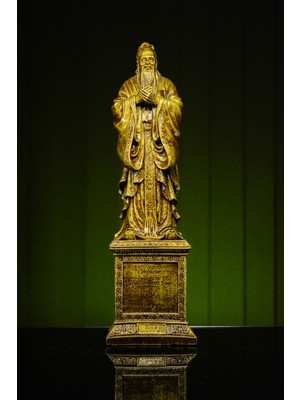 Narçiçeği Takı ve Hediyelik Eşya Özel Tasarım Çinli Filozof Konfüçyüs Confucius Gold Altın Bronz Heykel Biblo