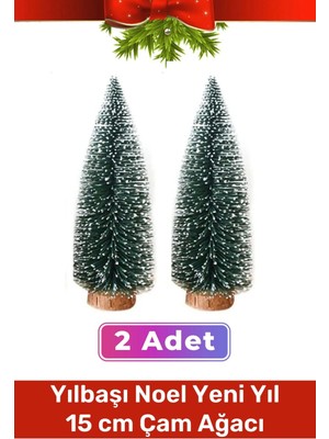 Mini Çam Masaüstü Minyatür Dekorasyon Küçük Süs Kar Yeni Yıl Noel Yapay Sedir Ağacı 15CM 2 Adet