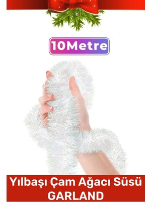 Premium Doğal Görünümlü Dekoratif Yeni Yıl Noel Yılbaşı Çam Ağacı Süsü Garland Büyük Boy 10 Metre