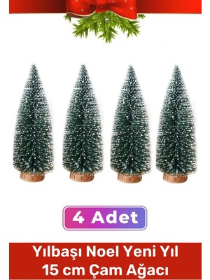 Mini Çam Masaüstü Minyatür Dekorasyon Küçük Süs Kar Yeni Yıl Noel Yapay Sedir Ağacı 15CM 4 Adet