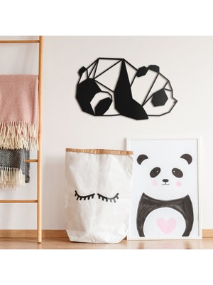 Tol Camp Panda Metal Duvar Dekoru - Modern Endüstriyel Stil, Mat Siyah, 50 cm x 30 cm