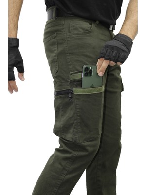 Erkek Kargo Pantolon Taktikal Cep Gabardin Likralı