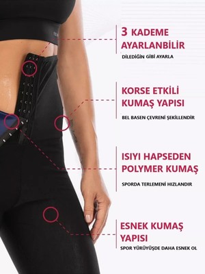 Mistirik Sauna-Şort Model Yağ Yakmaya ve Inceltmeye Yardımcı Yüksek Bel Agraflı Sauna Termal Şort