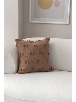 Dekomall Kahverengi Bohem Punch Dokuma Kırlent Kılıfı