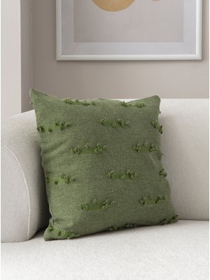 Dekomall Şerit Bohem Punch Dokuma Kırlent Kılıfı Yeşil