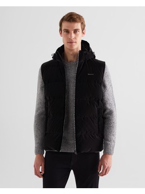 Gant Erkek Siyah Regular Fit Kapüşonlu Logolu Yelek 7124109T.5