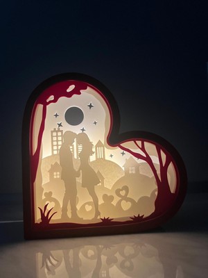 Papusita Kalp Aşk Gece Lambası Love Night Light Box 22 x 22 x 8 cm