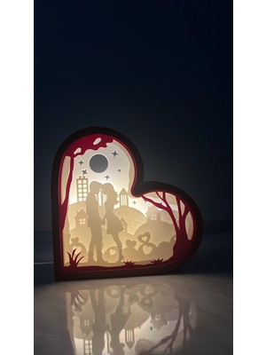 Papusita Kalp Aşk Gece Lambası Love Night Light Box 22 x 22 x 8 cm