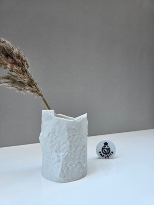 Papusita Stone Vase Dekoratif Modern Taş Desenli Vazo Özel Tasarım 14 cm Yükseklik - Stone Vase