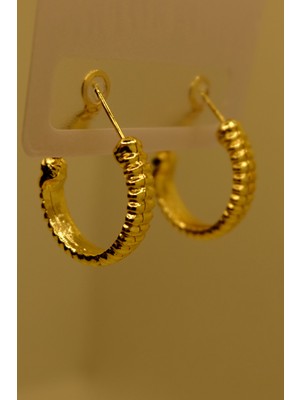 Ayışığı Gold Burgulu Şık Halka Küpe