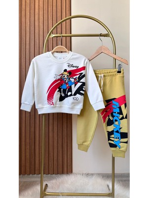 Magu Erkek Çocuk Kışlık Mickey Mouse Pamuklu Sweatshirt Eşofman Alt-Üst Takım