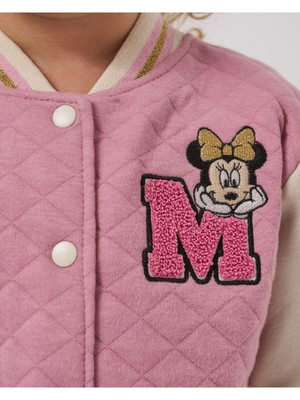 Magu Kız Çocuk Pembe Minnie Mouse Desenli Pamuklu Kolej Hırka Ceket