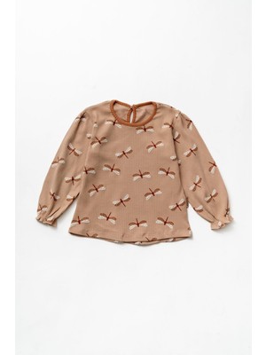 Magu Kız Çocuk Pamuklu Yusufçuk Desenli Body Sweatshirt