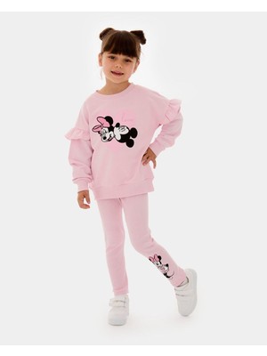 Magu Kız Çocuk Minnie Mouse Pamuklu Sweatshirt Tayt Alt-Üst Takım