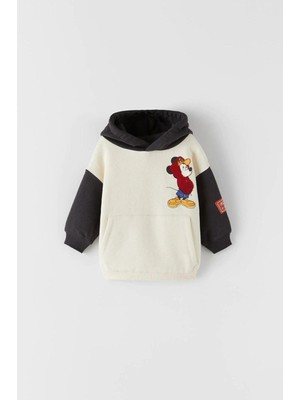 Magu Çocuk Disney Mickey Mouse Pamuklu Kapüşonlu Sweatshirt