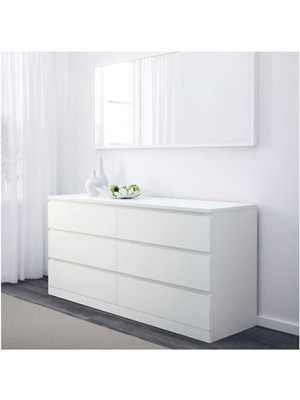 IKEA Malm Beyaz 6 Çekmeceli Şifonyer 160X78