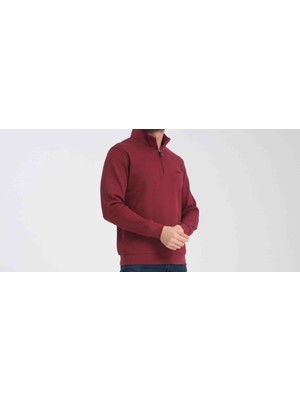 Gant Basıc Bordo Regular Fit Dik Yaka Yarım Fermuar