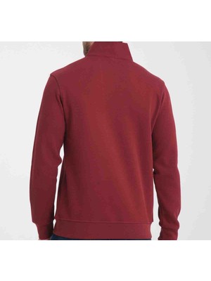 Gant Basıc Bordo Regular Fit Dik Yaka Yarım Fermuar