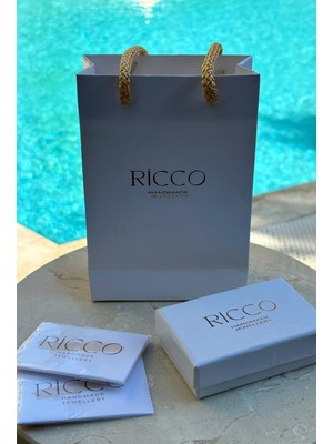 Ricco Jewellery 14 K Gold Kaplama 925 Ayar Gümüş Tasarım Baget Taşlı Halka Küpe