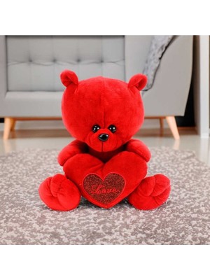 Parti Hediye Sepeti Sevimli Kalp Tutan Peluş Ayıcık 30CM Kırmızı