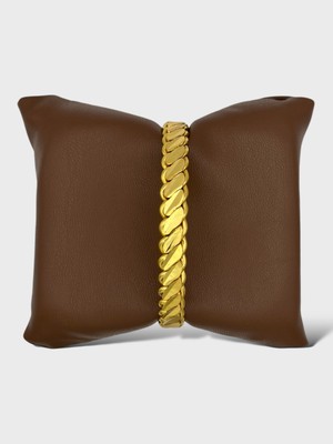 Arnes Jewelry Çelik 22 Ayar Altın Kaplama Üçlü Adana Burma Bilezik - 1 Adet