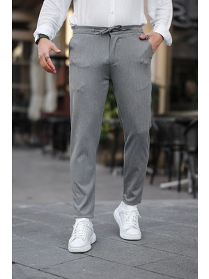 Slimfit Jogger Mevsimlik Gri Likralı Rahat Pantolon