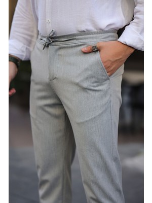 Slimfit Jogger Mevsimlik Rahat Likralı Açık Gri Pantolon