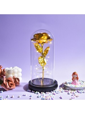 Parti Hediye Sepeti Işıklı Fanusta Sonsuzluk Gülü Anneler Günü Hediyesi