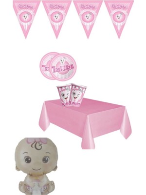Parti Hediye Sepeti Pembe ve Mavi Ilk Diş Parti Seti