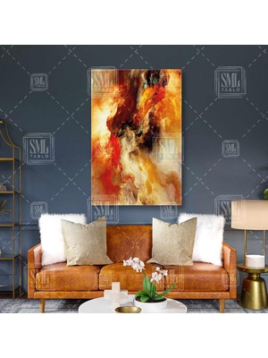 SML Tablo Abstract Nebula, Su ve Ateş Dalgaları Güneş Fırtınası Dikey Kanvas Tablo