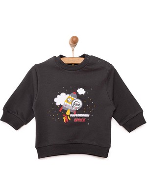 HelloBaby  Basic Az Şardonlu Aslan Desenli Sweatshirt Erkek Bebek