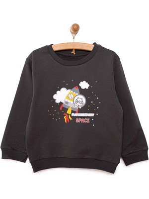 HelloBaby  Basic Az Şardonlu Aslan Desenli Sweatshirt Erkek Bebek