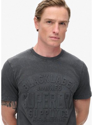 Superdry Bisiklet Yaka Siyah Erkek T-Shirt M1012004A04A_EMBOSSED Logo Graphıc