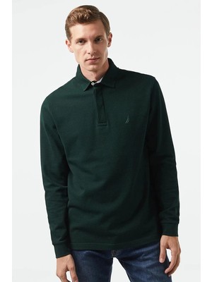 Nautica Erkek Yeşil Slim Fit Polo Sweatshirt