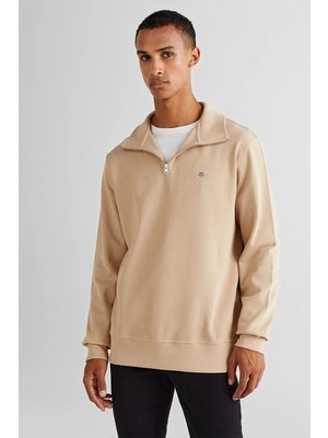 Gant Erkek Bej Regular Fit Yarım Fermuarlı Sweatshirt