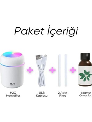 YENİ MİCRO GİRİŞLİ Ultrasonik Hava Nemlendirici  + 2 Flitreli Hediyeli + 1 Koku Hediyeli Gece Lambası,koku Dağıtıcı Yagmur Ormanları kokulu