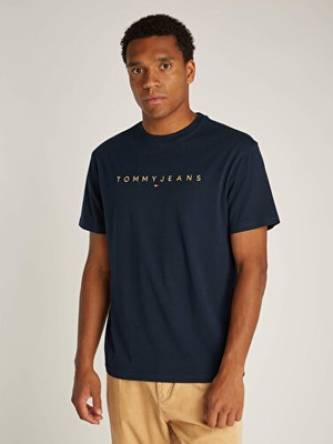 Tommy Hilfiger Tjm Reg Gold Linear Logo Tee Erkek T-Shirt