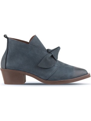 Bueno Shoes Lacivert Nubuk Kadın Topuklu Bot 01WD4003 01WD4003