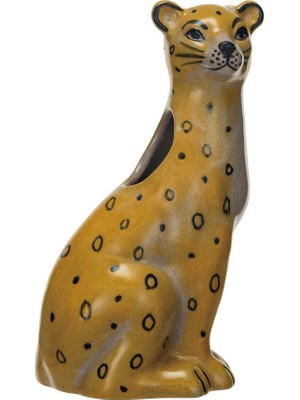 Warm Design Hand-Painted Leopar Desenli Vazo