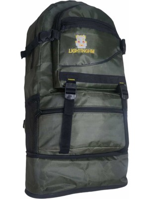 LIGHTINGHM 60 Litre Haki Dağcı Seyahat Kamp Outdoor Sırt Çantası