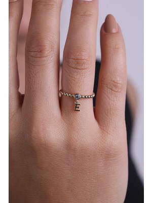 Naze Kuyumculuk 14 Ayar Altın Italyan E Harfi Yüzük